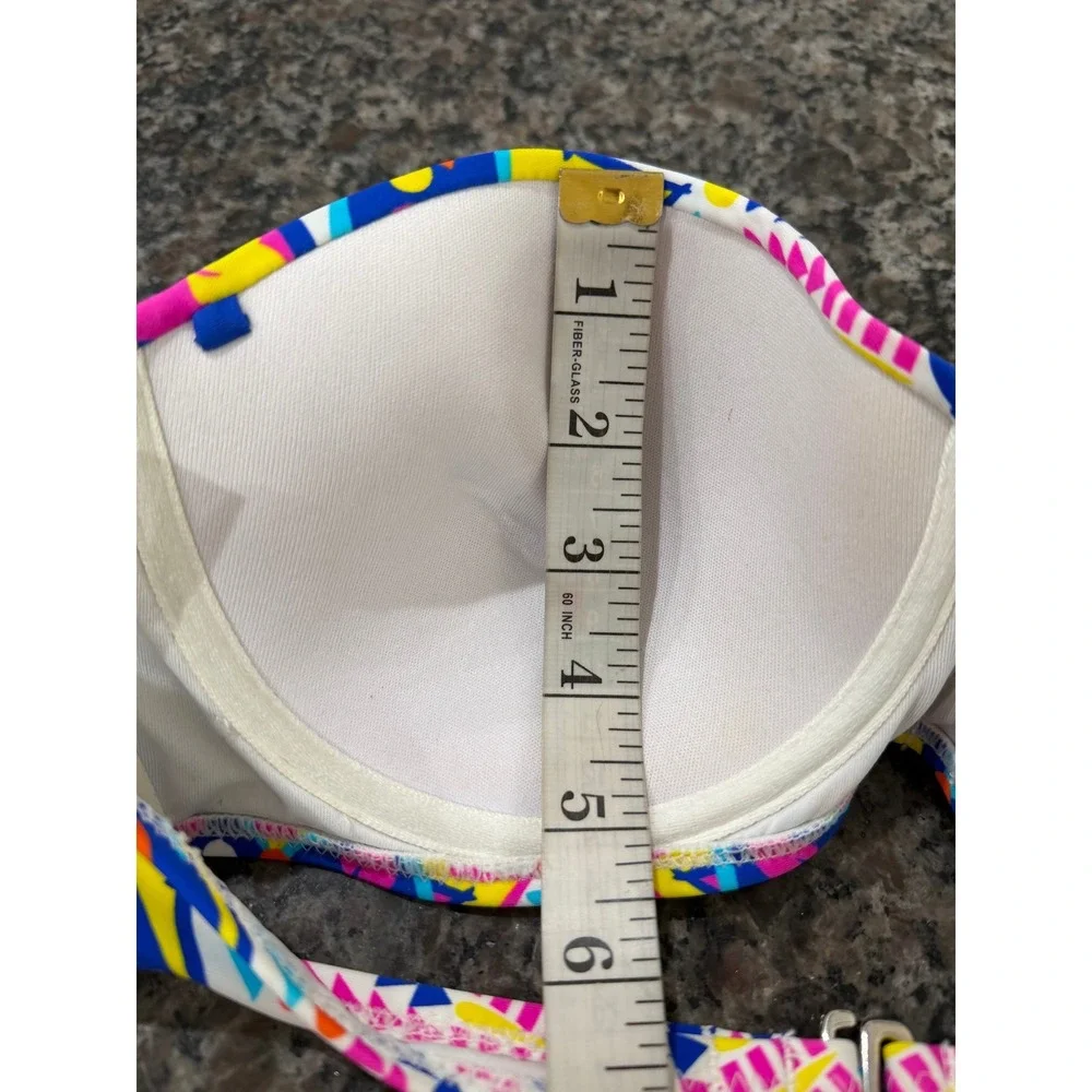 Heat Swimwear Women Multi Color Geometric Mandala Underwire Bandeau Bikini Top L